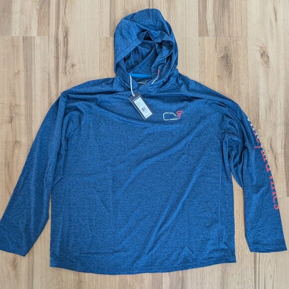 NWT Vineyard Vines Lightweight Hoodie Long Sleeve Nautical Navy Heather XXL